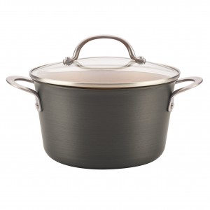 Ayesha Curry Covered Saucepot 4.5 qt. Hard Anodized Aluminum Sauce Pan with Lid AYCR1042